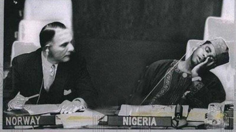 1960, Jaja Wachuku, Nigeria’s Ambassador to UN slept during UN meeting for being ignored