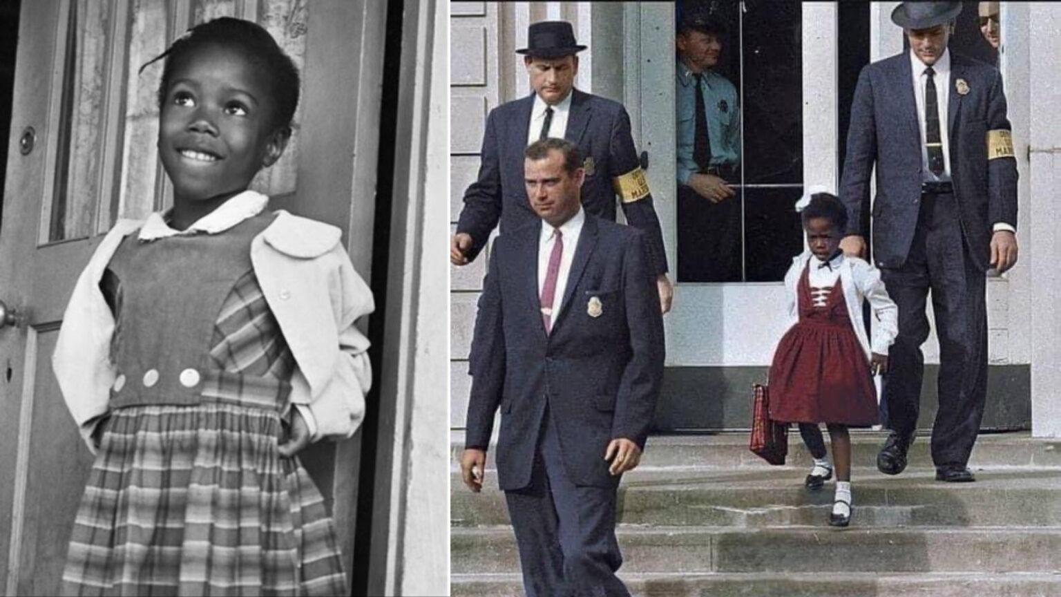 Ruby Bridges the first black child to attend an all-white school that